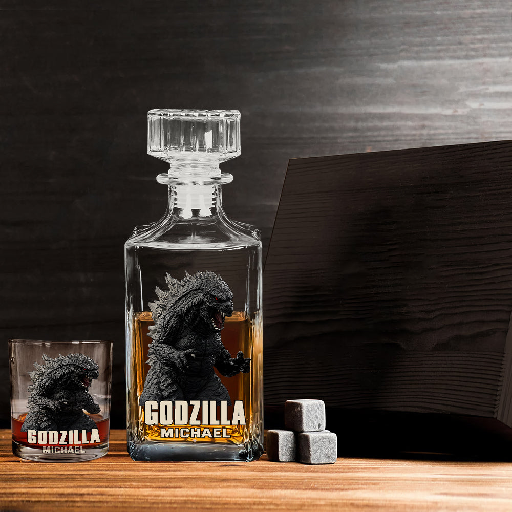 Monster Custom Name - Personalized Giant Monster Whiskey Decanter Set