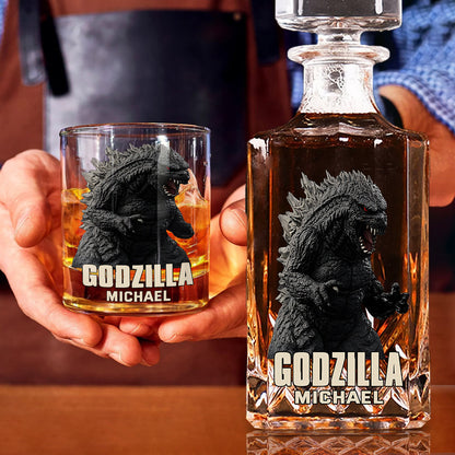 Monster Custom Name - Personalized Giant Monster Whiskey Decanter Set