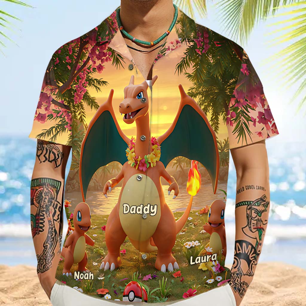 Dad We Love You - Personalized Monster Trainer Hawaiian Shirt