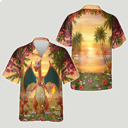Dad We Love You - Personalized Monster Trainer Hawaiian Shirt