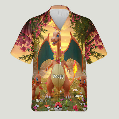 Dad We Love You - Personalized Monster Trainer Hawaiian Shirt
