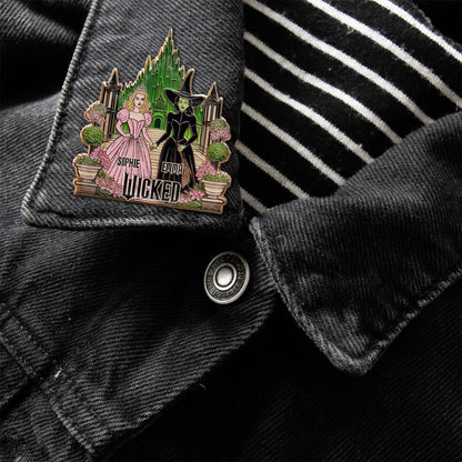 Beautiful Witches - Personalized Green and Pink Pin
