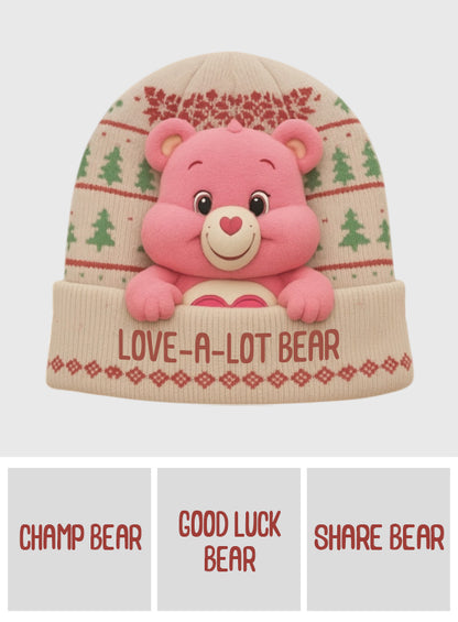 Care Rainbow Bear - Personalized Beanie Hat With Patches