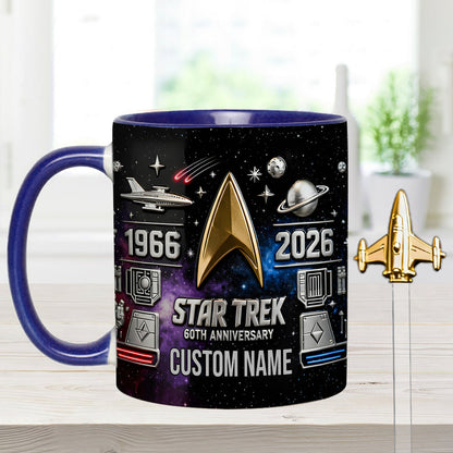 Final Frontier 60th Anniversary - Personalized Star Fleet Set Accent Mug with Acrylic Stirrers