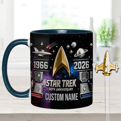 Final Frontier 60th Anniversary - Personalized Star Fleet Set Accent Mug with Acrylic Stirrers