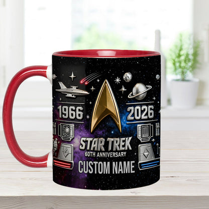 Final Frontier 60th Anniversary - Personalized Star Fleet Set Accent Mug with Acrylic Stirrers