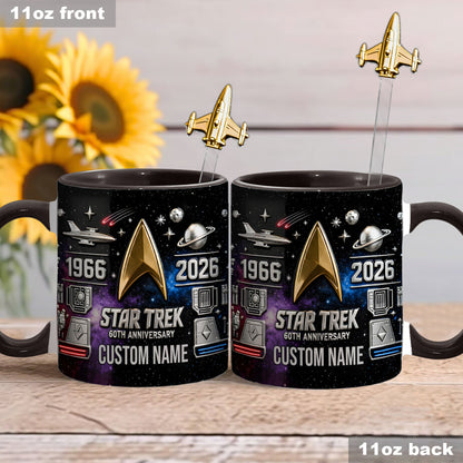 Final Frontier 60th Anniversary - Personalized Star Fleet Set Accent Mug with Acrylic Stirrers