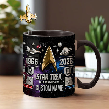 Final Frontier 60th Anniversary - Personalized Star Fleet Set Accent Mug with Acrylic Stirrers