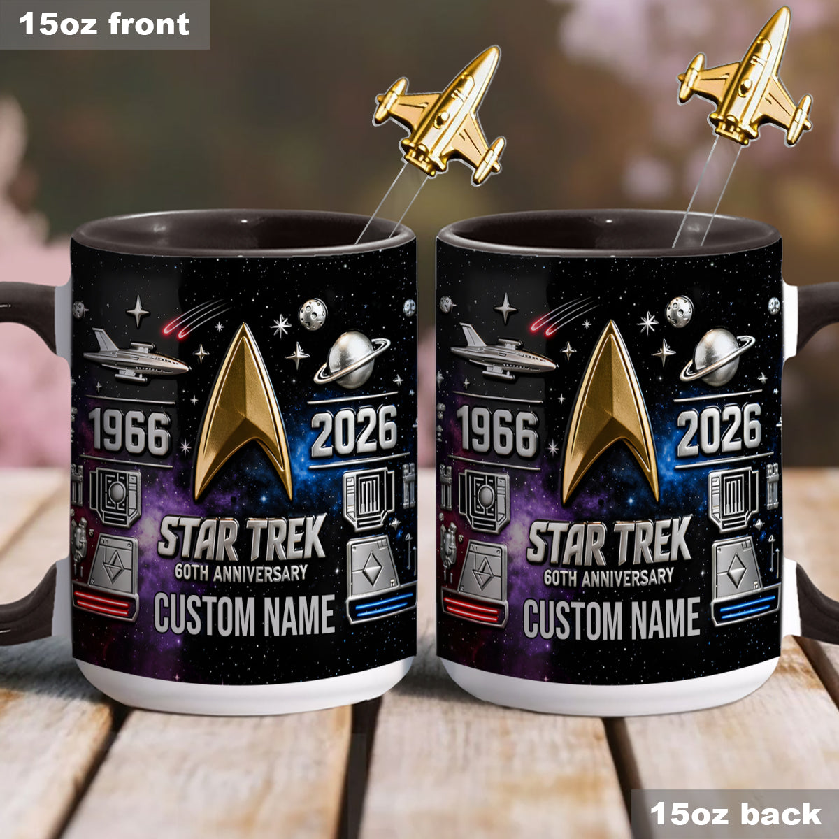 Final Frontier 60th Anniversary - Personalized Star Fleet Set Accent Mug with Acrylic Stirrers