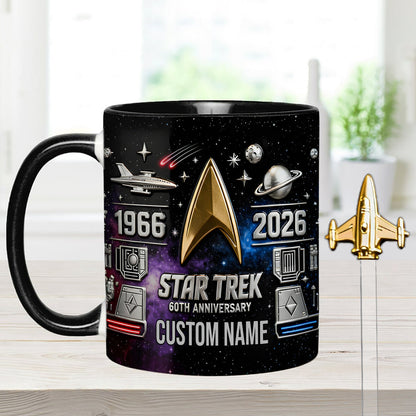 Final Frontier 60th Anniversary - Personalized Star Fleet Set Accent Mug with Acrylic Stirrers