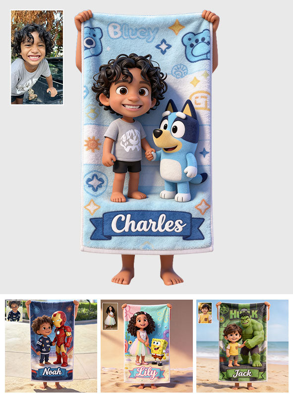 Custom Any Character - Personalized Kid Quick-dry Beach Towel/ Bath Towel