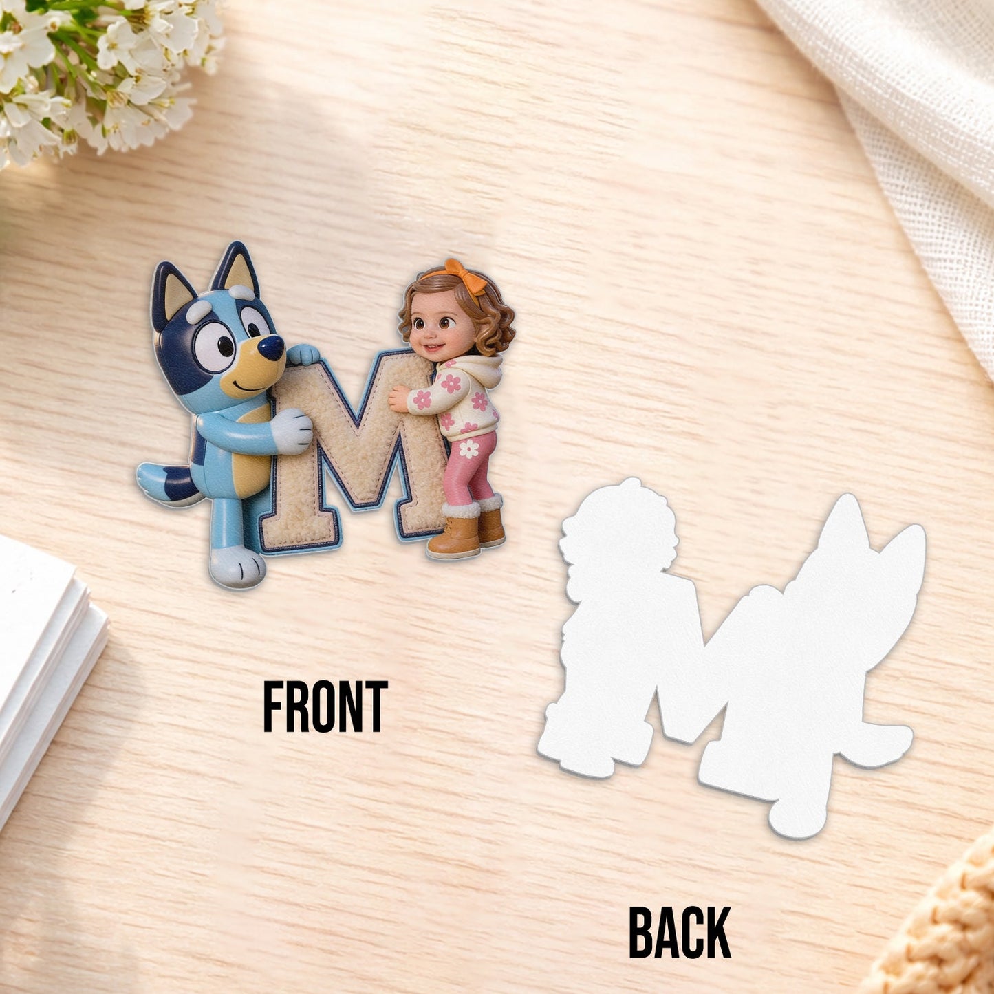 Best Friends - Personalized Blue Dog Changeable Leather Patch Backpack