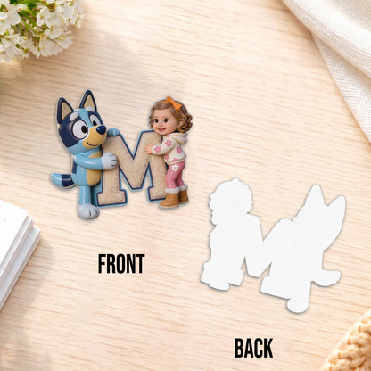 Best Friends - Personalized Blue Dog Changeable Leather Patch Backpack