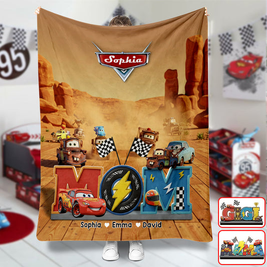 We Love You Mom - Personalized Cars Blanket