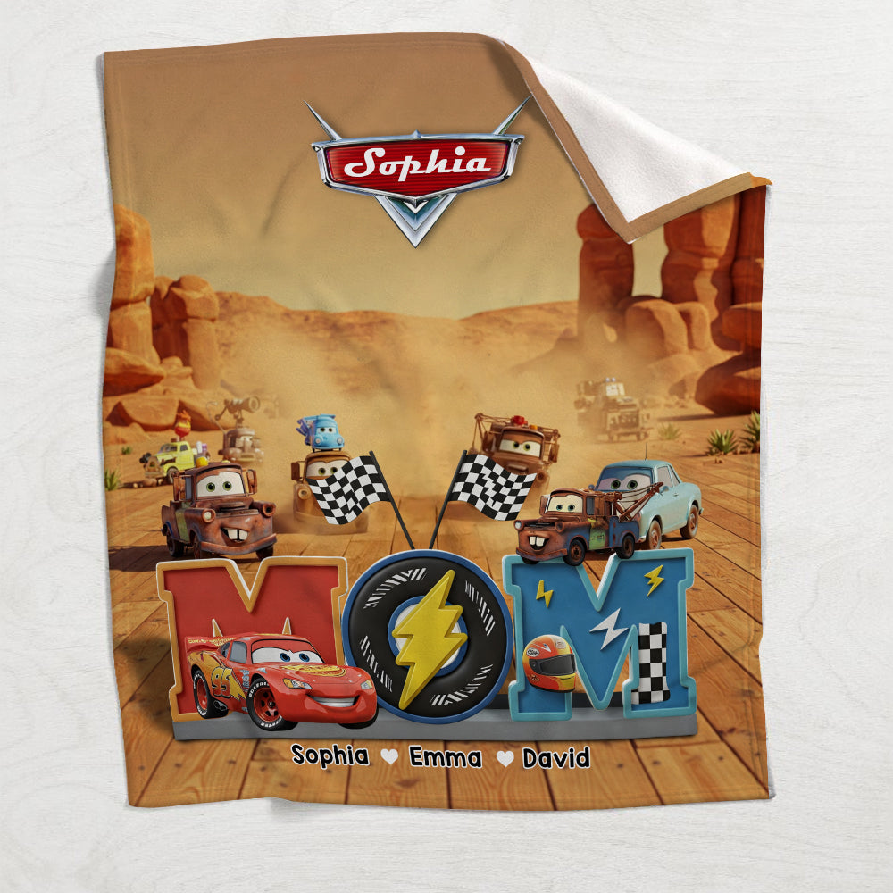 We Love You Mom - Personalized Cars Blanket