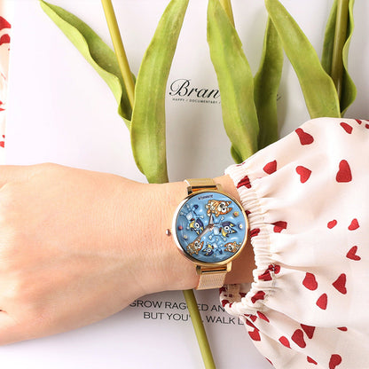 Adorable Blue Canine Character Item - Personalized Blue Dog Women Hand Watch