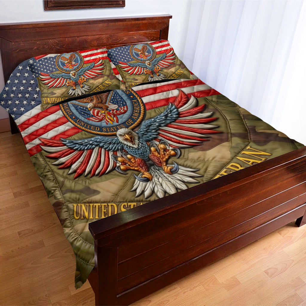 Patriotic Eagle & Flag - Personalized Veteran Bedding Set