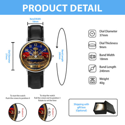 Haiti Coat Of Arms - Personalized Expats Hand Watch