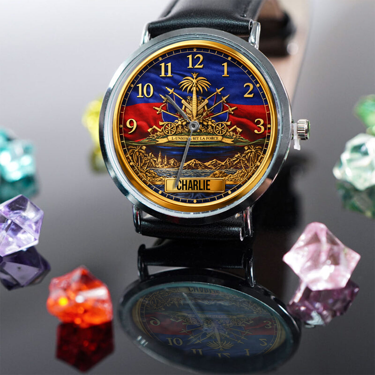 Haiti Coat Of Arms - Personalized Expats Hand Watch
