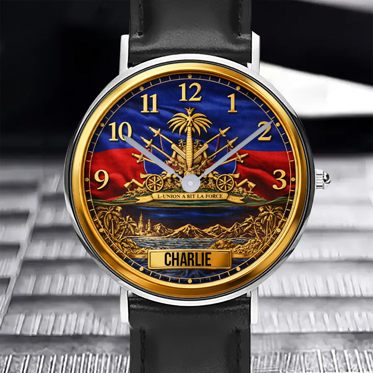 Haiti Coat Of Arms - Personalized Expats Hand Watch