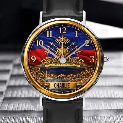 Haiti Coat Of Arms - Personalized Expats Hand Watch