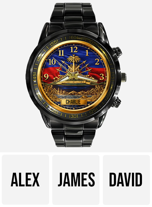 Haiti Coat Of Arms - Personalized Expats Hand Watch