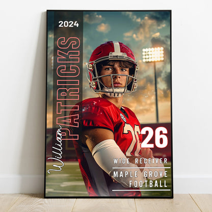 Any Sport, Name, Postion, Number, Team.... - Personalized Football Canvas And Poster