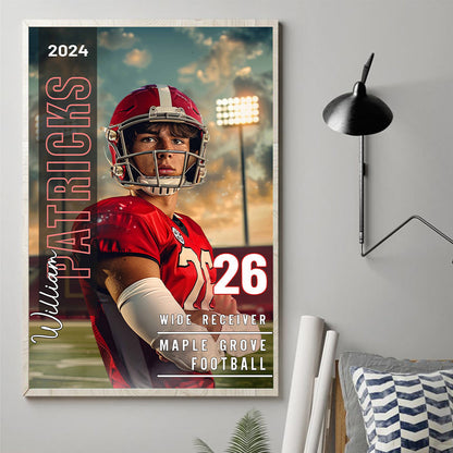 Any Sport, Name, Postion, Number, Team.... - Personalized Football Canvas And Poster