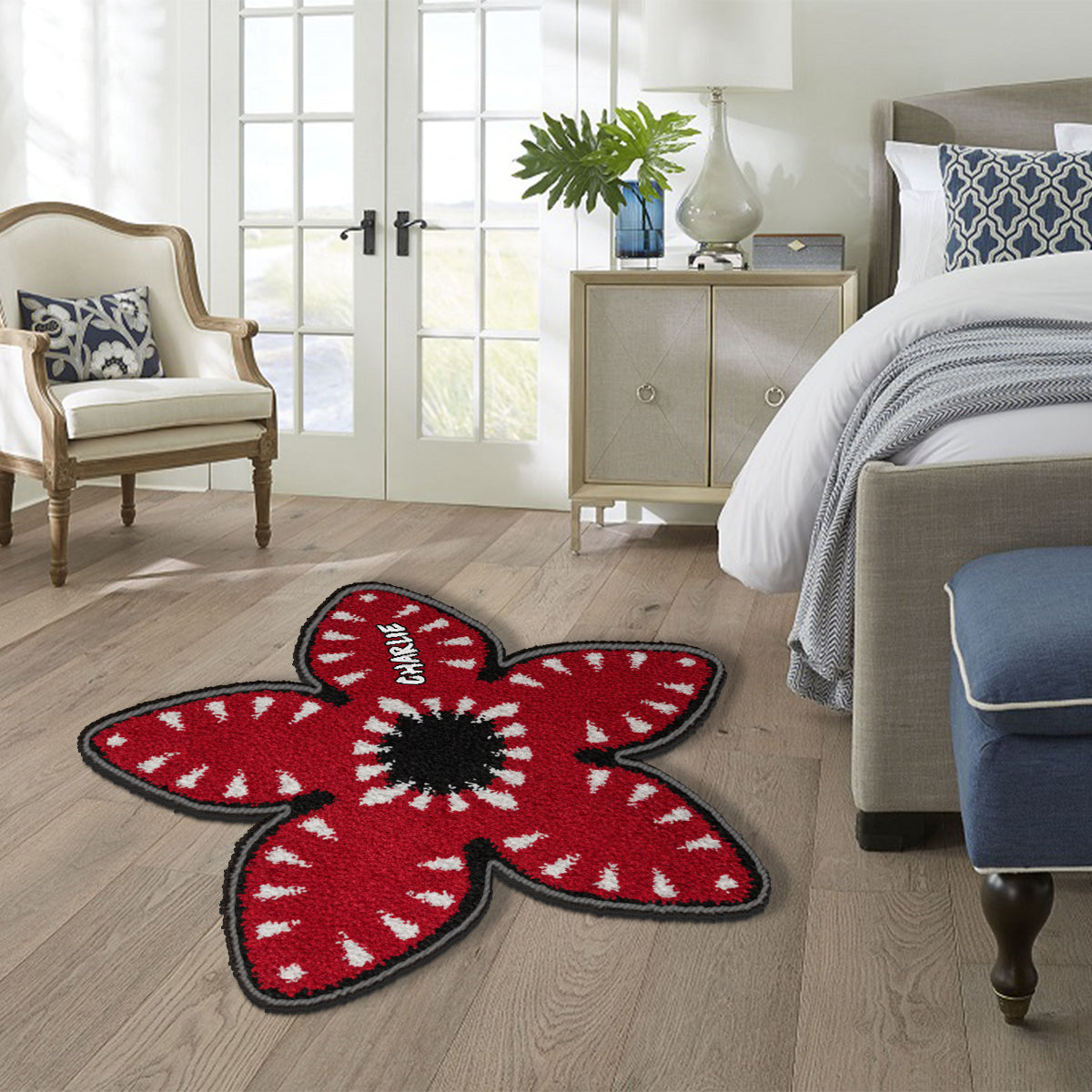 Red Flower Demon - Personalized Stranger Things Non-Slip Tufted Rug