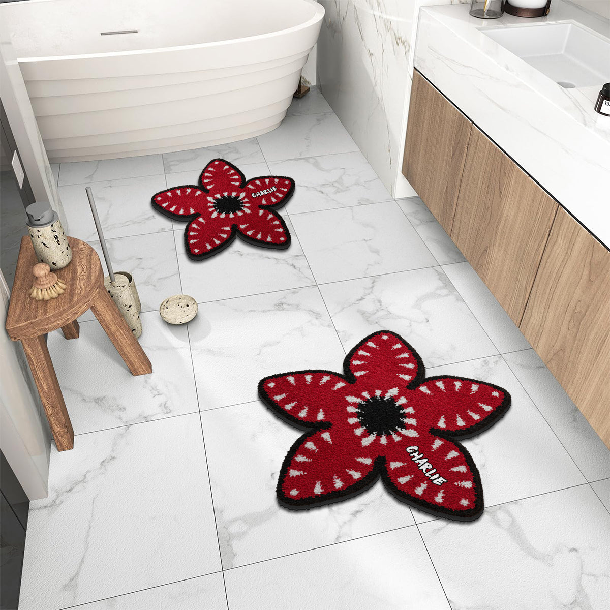 Red Flower Demon - Personalized Stranger Things Non-Slip Tufted Rug