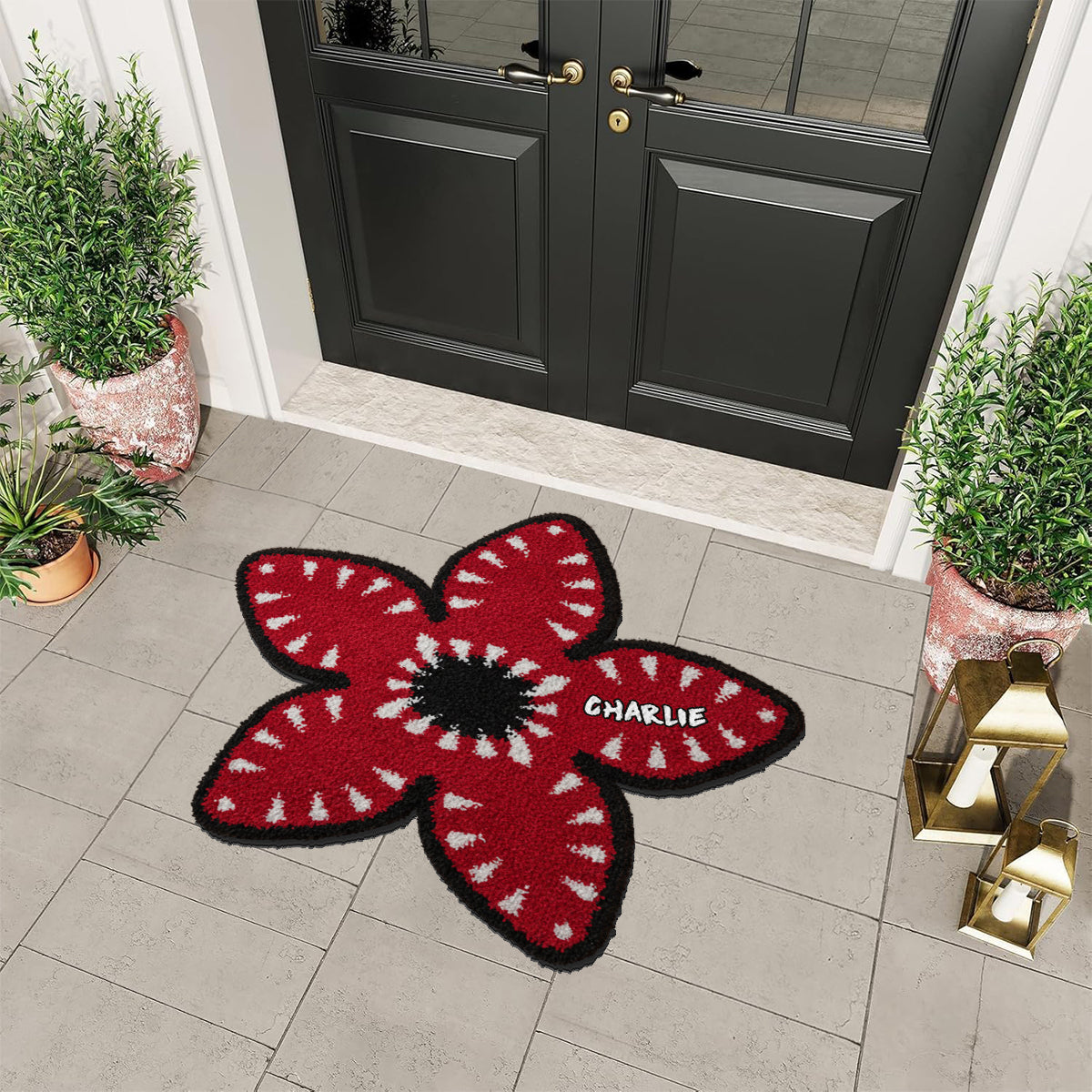 Red Flower Demon - Personalized Stranger Things Non-Slip Tufted Rug