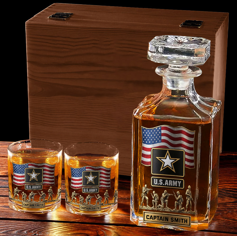 The Strongest Soldier - Personalized Veteran Whiskey Decanter Set