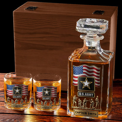 The Strongest Soldier - Personalized Veteran Whiskey Decanter Set