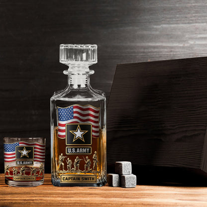 The Strongest Soldier - Personalized Veteran Whiskey Decanter Set