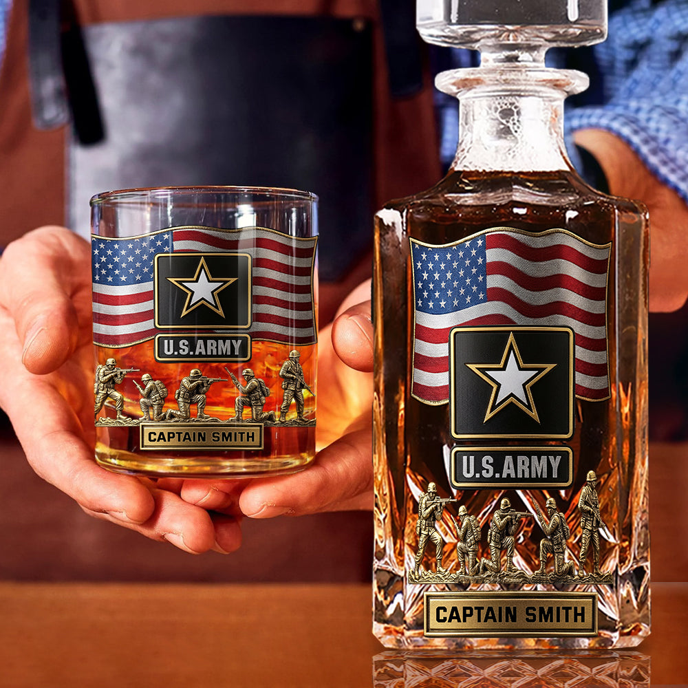 The Strongest Soldier - Personalized Veteran Whiskey Decanter Set