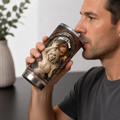 Naughty Creepy Doll Couple - Personalized Horror Character Tumbler