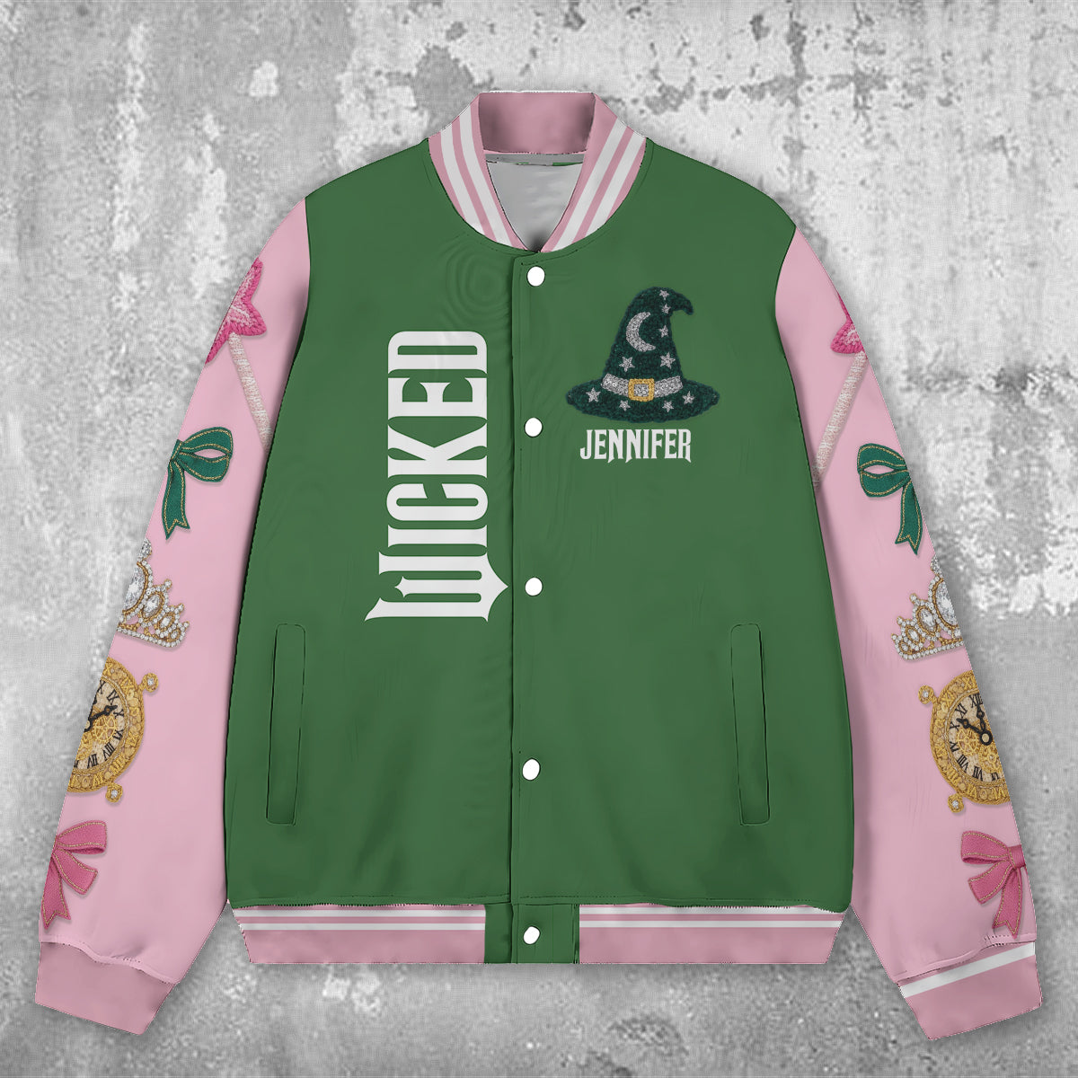 Changed For Good - Personalized Green and Pink Varsity Jacket