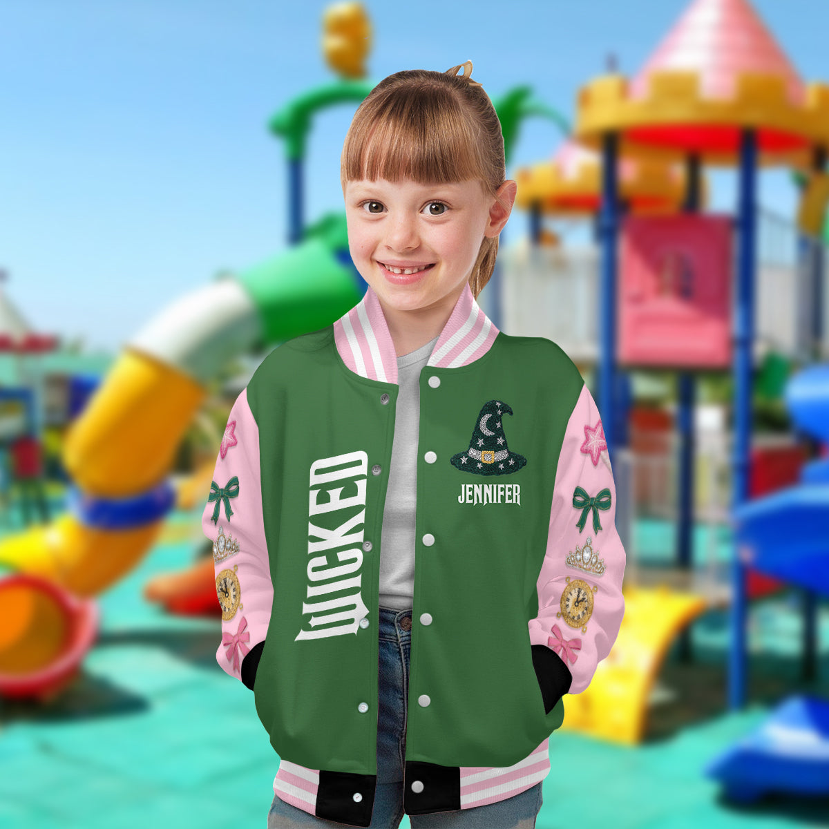Changed For Good - Personalized Green and Pink Varsity Jacket