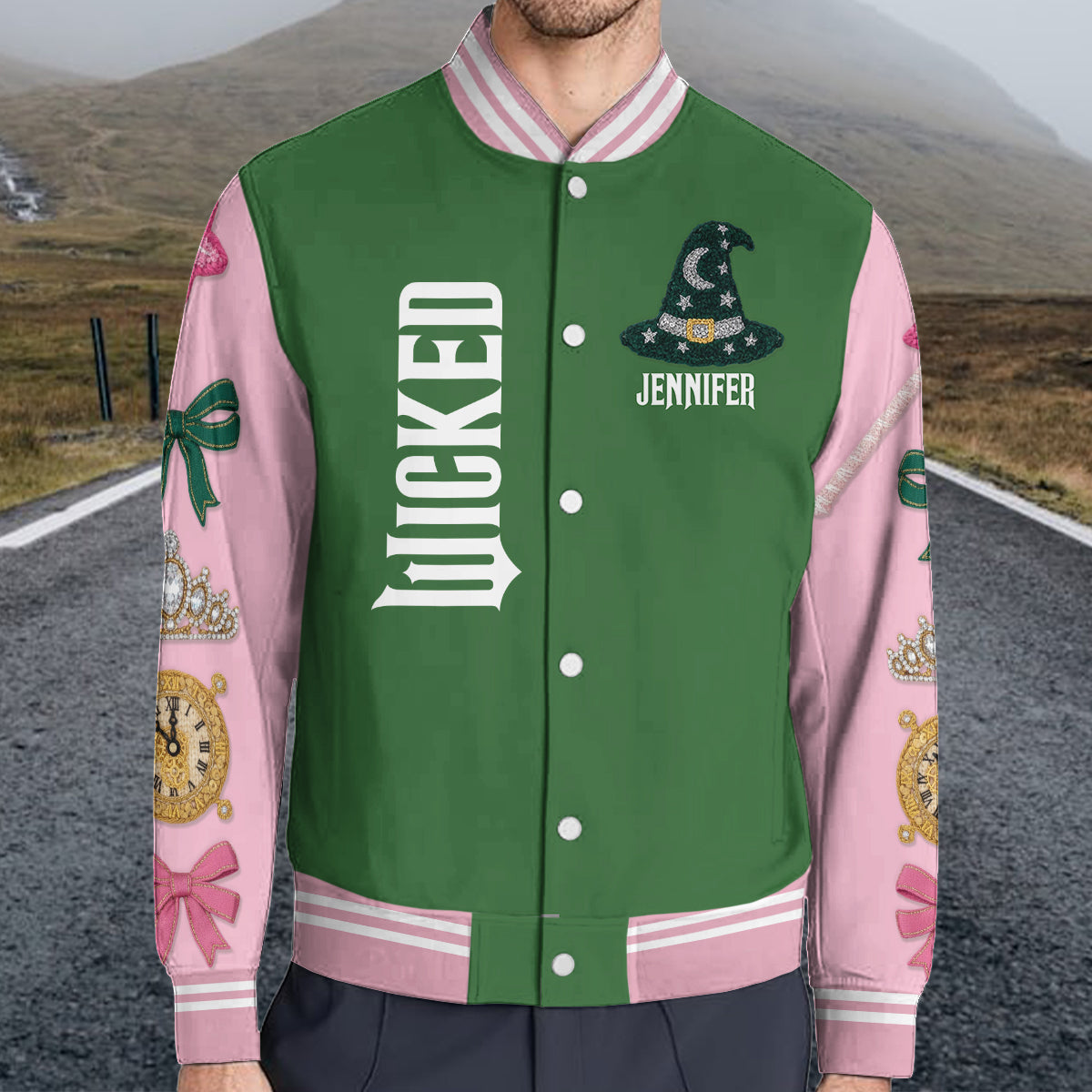 Changed For Good - Personalized Green and Pink Varsity Jacket