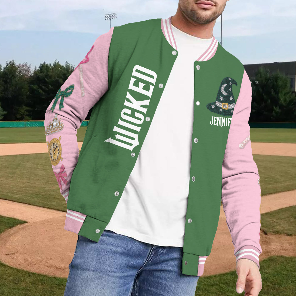 Changed For Good - Personalized Green and Pink Varsity Jacket