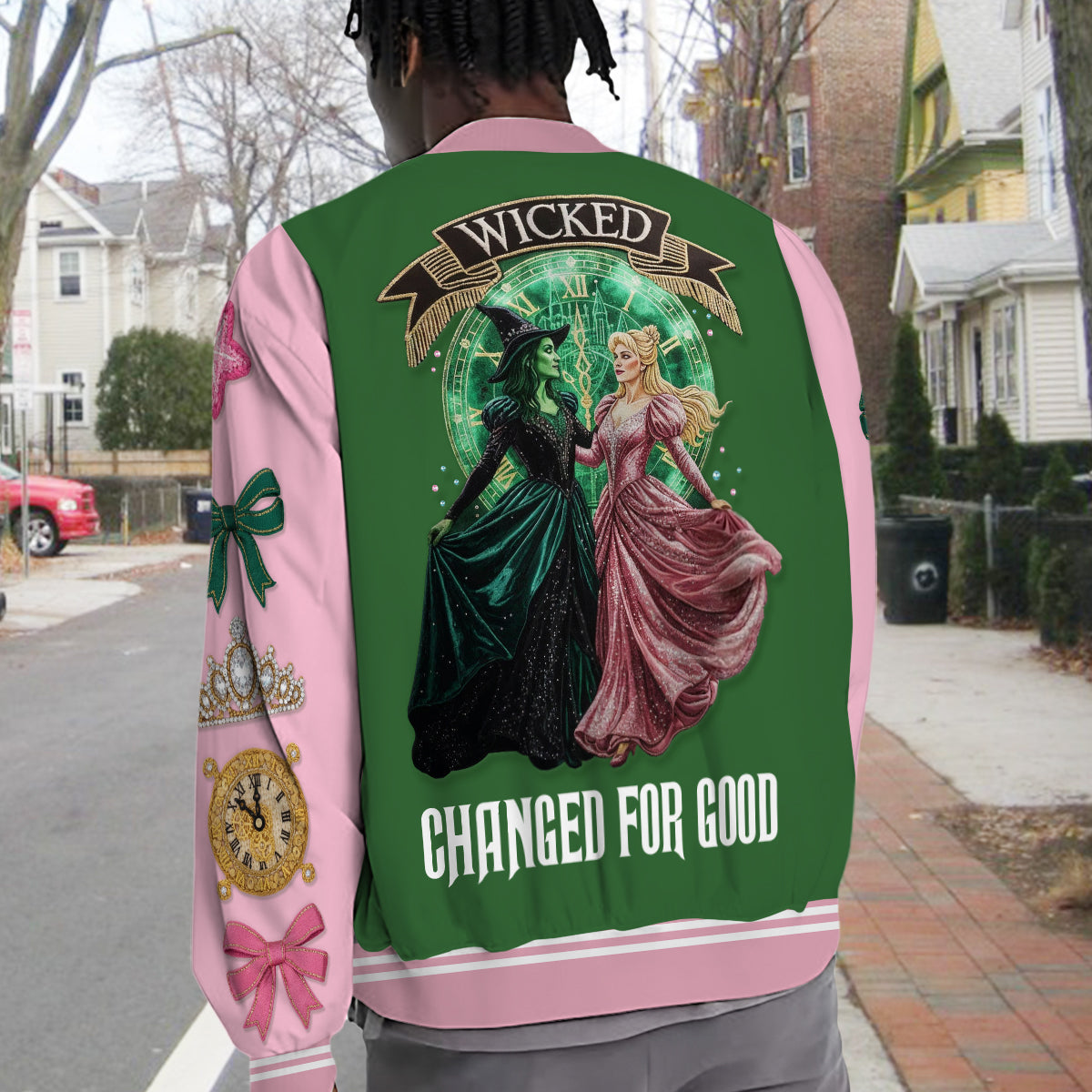 Changed For Good - Personalized Green and Pink Varsity Jacket