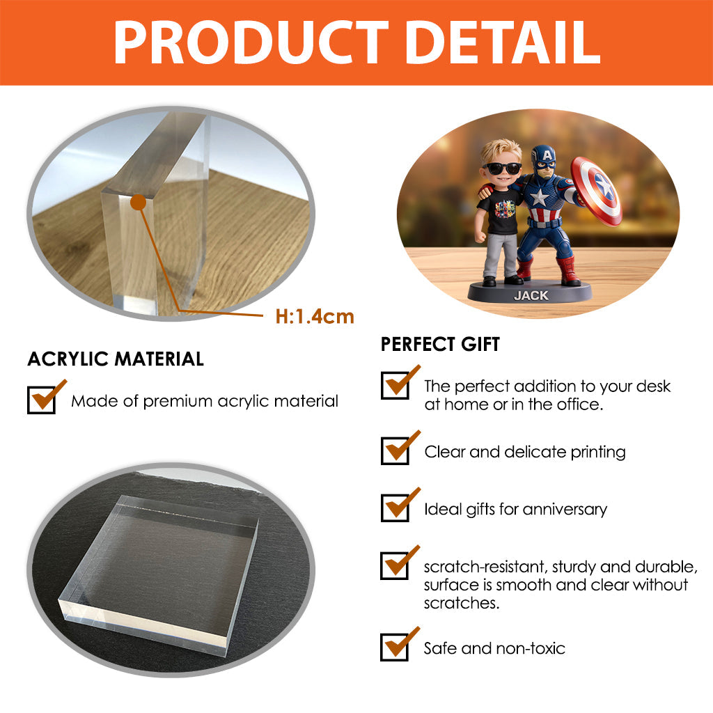 The Brave Captain - Personalized Superhero Custom Shaped Acrylic Plaque