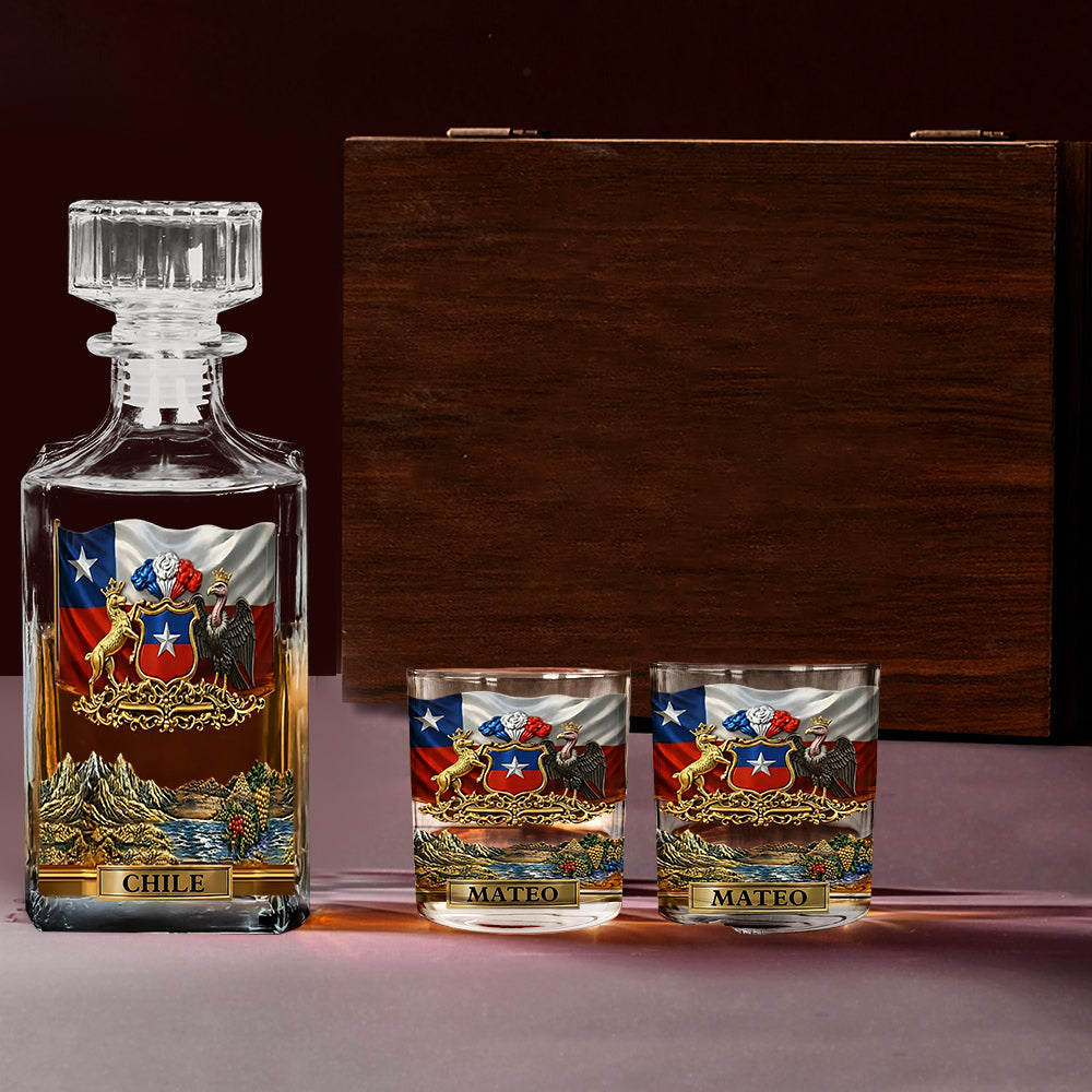 Proud Chile - Personalized Expats Whiskey Decanter Set