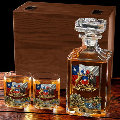 Proud Chile - Personalized Expats Whiskey Decanter Set