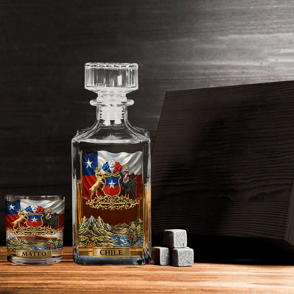 Proud Chile - Personalized Expats Whiskey Decanter Set