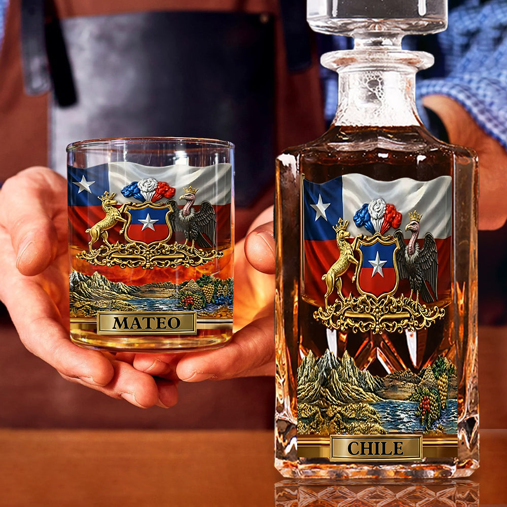 Proud Chile - Personalized Expats Whiskey Decanter Set