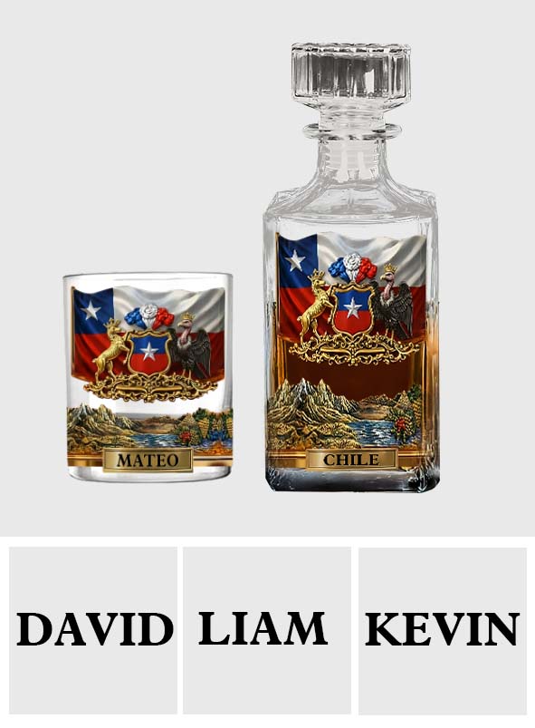 Proud Chile - Personalized Expats Whiskey Decanter Set