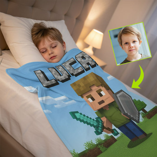 Custom Photo Role-Playing Game - Personalized Block World Blanket