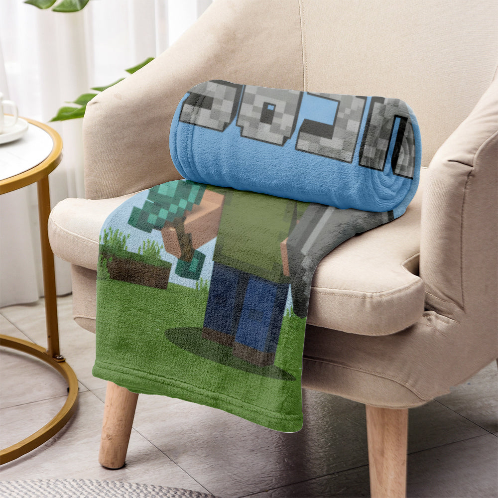 Custom Photo Role-Playing Game - Personalized Block World Blanket