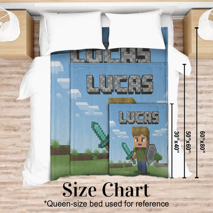 Custom Photo Role-Playing Game - Personalized Block World Blanket
